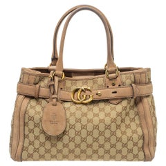 Gucci Beige/Brown GG Canvas and Nubuck Medium Running Tote