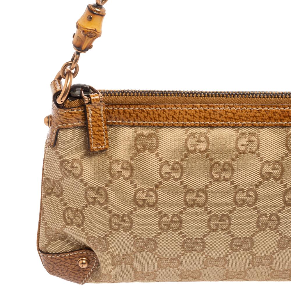 Gucci Beige/Brown GG Canvas Bamboo Accessories Pochette 7