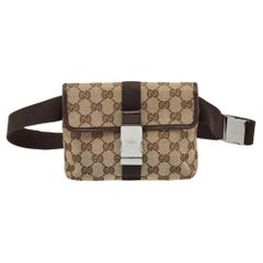 Gucci Beige/Brown GG Canvas Buckle Belt Bag