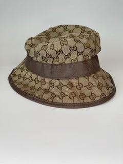 Gucci Beige & Brown GG Canvas Fedora Hat (Medium) 508027