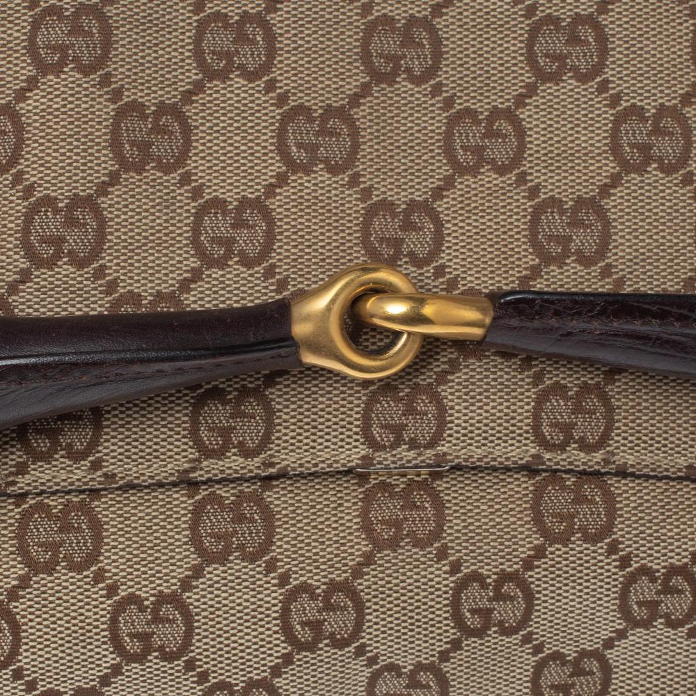 Gucci Beige/Brown GG Canvas Horsebit Chain Clutch 2