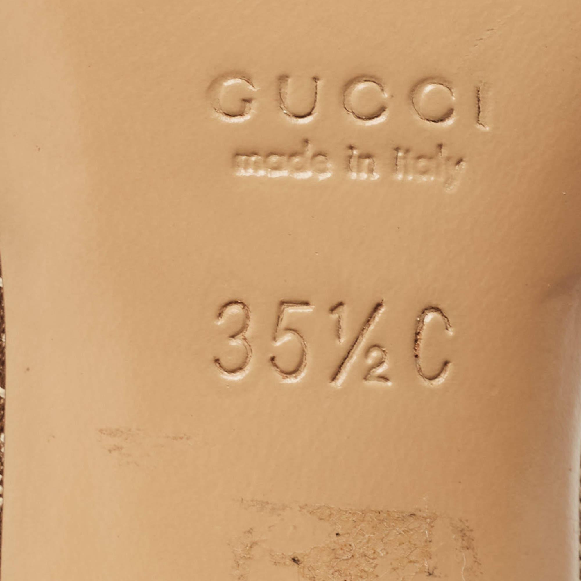 Gucci Beige/Brown GG Canvas Horsebit Slide Sandals Size 35.5 4