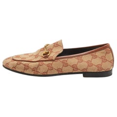 Gucci Beige/Brown GG Canvas Jordaan Loafers Size 36.5