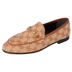 Gucci Beige/Brown GG Canvas Jordaan Loafers Size 38