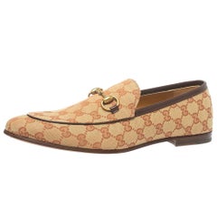 Gucci Beige/Brown GG Canvas Jordan Loafers Size 43.5