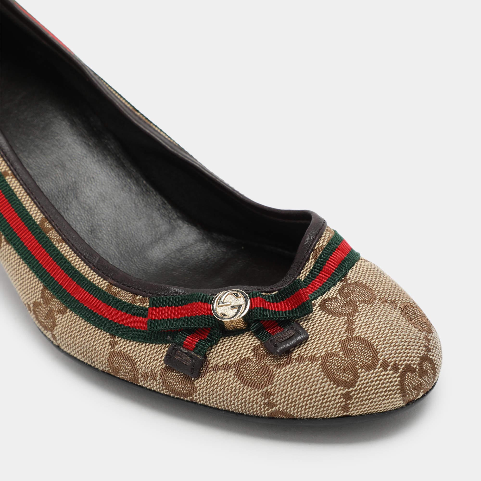 Gucci Beige/Brown GG Canvas Mayfair Pumps Size 37 2