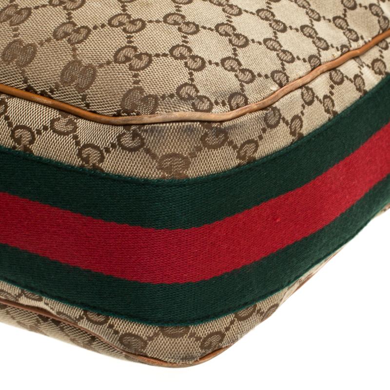 Gucci Beige/Brown GG Canvas Medium Heritage Hobo 6