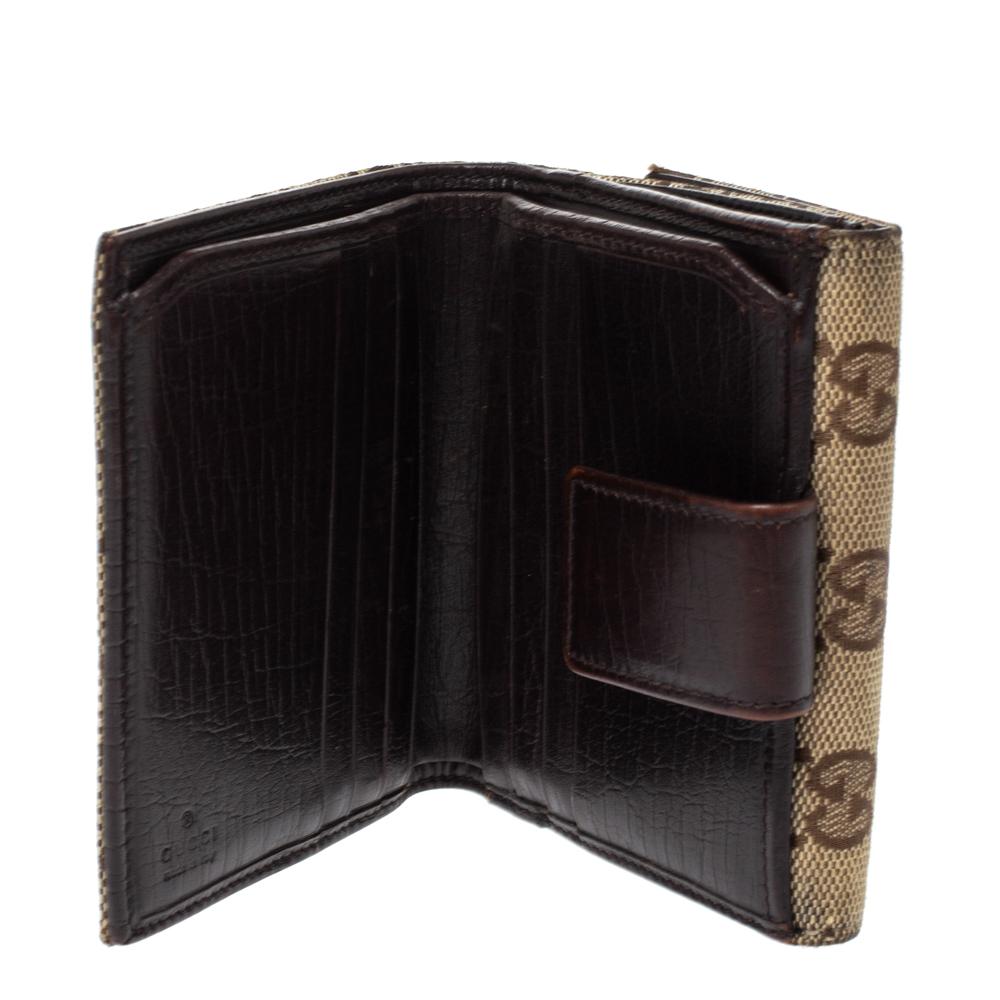 Gucci Beige/Brown GG Canvas Web Horsebit Compact Wallet 6