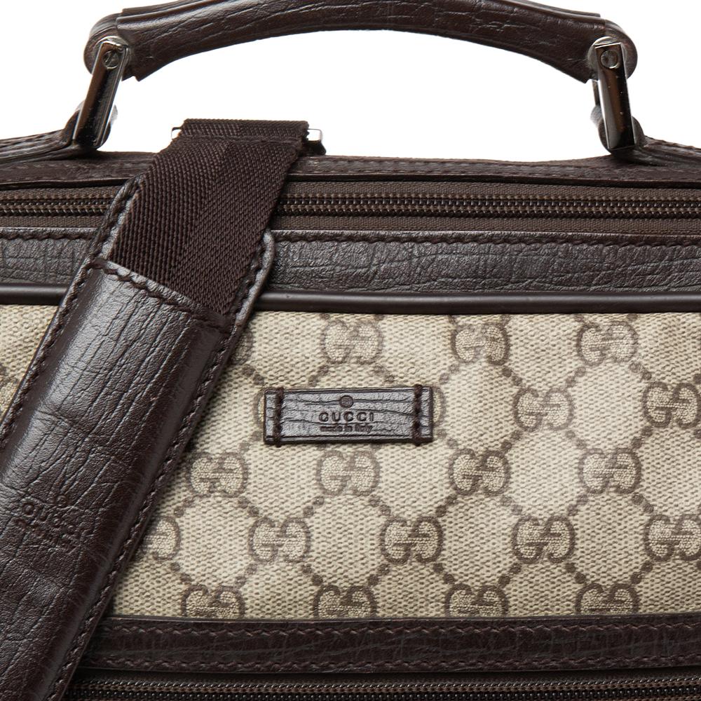 Gucci Beige/Brown GG Coated Canvas And Leather Medium Briefcase In Good Condition In Dubai, Al Qouz 2
