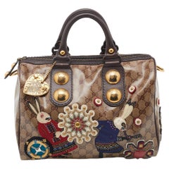 Gucci Beige/Brown GG Crystal Canvas And Leather Babouska Fable Boston Bag