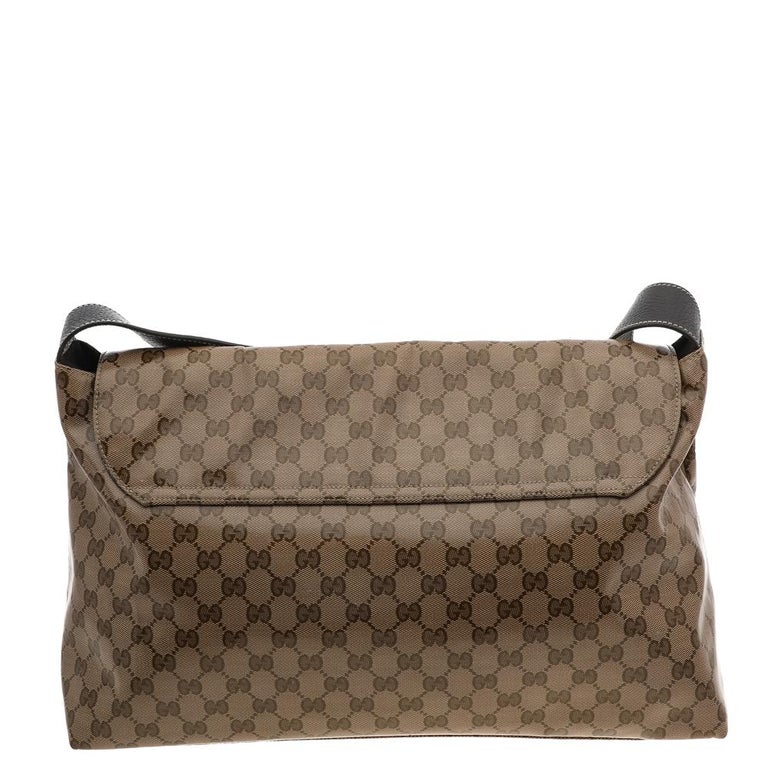 Gucci Monogram GG Beige canvas Shoulder Messenger Bag with brown leather  trim Cloth ref.235115 - Joli Closet