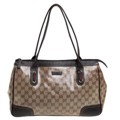 Gucci Beige/Brown GG Crystal Canvas And Leather Princy Satchel