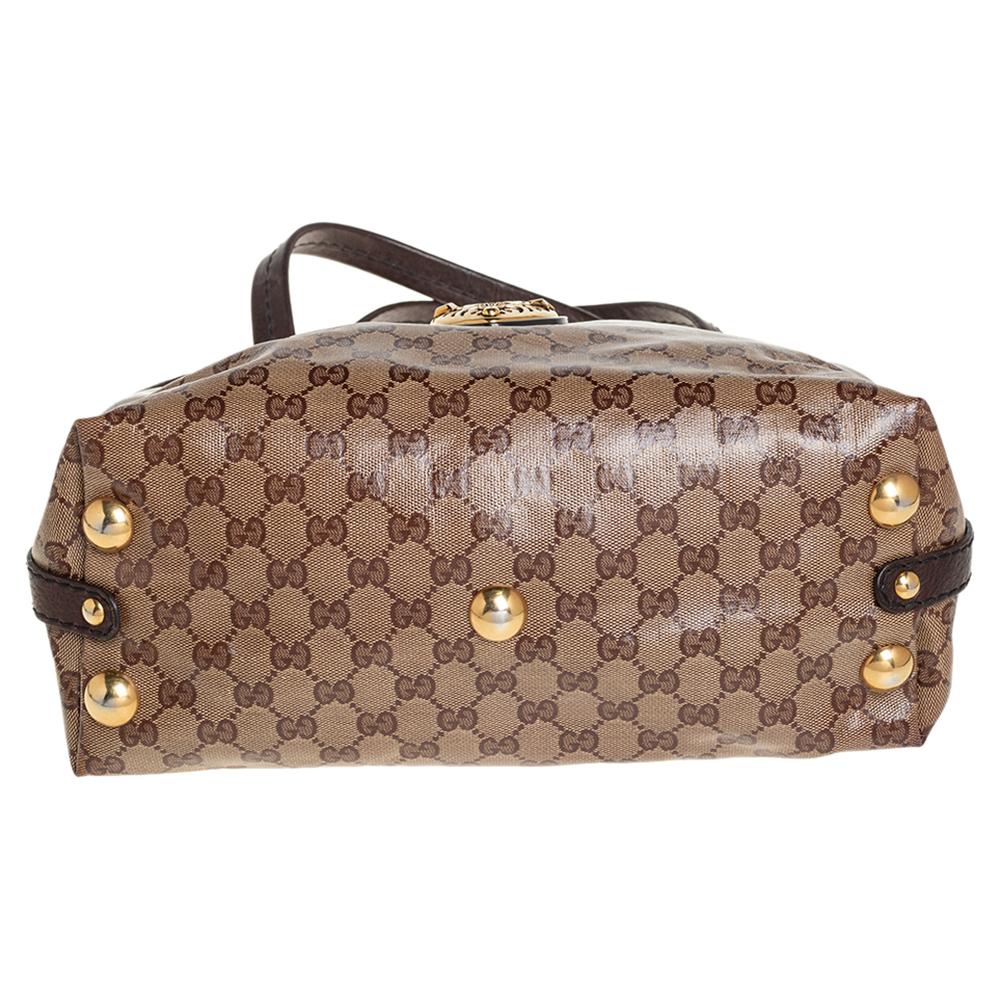 Gucci Beige/Brown GG Crystal Canvas Babouska Crest Dome Bag 5