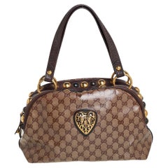 Gucci Beige/Brown GG Crystal Canvas Babouska Crest Dome Bag