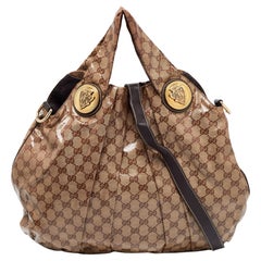 Gucci Beige/Brown GG Crystal Canvas Large Hysteria Hobo