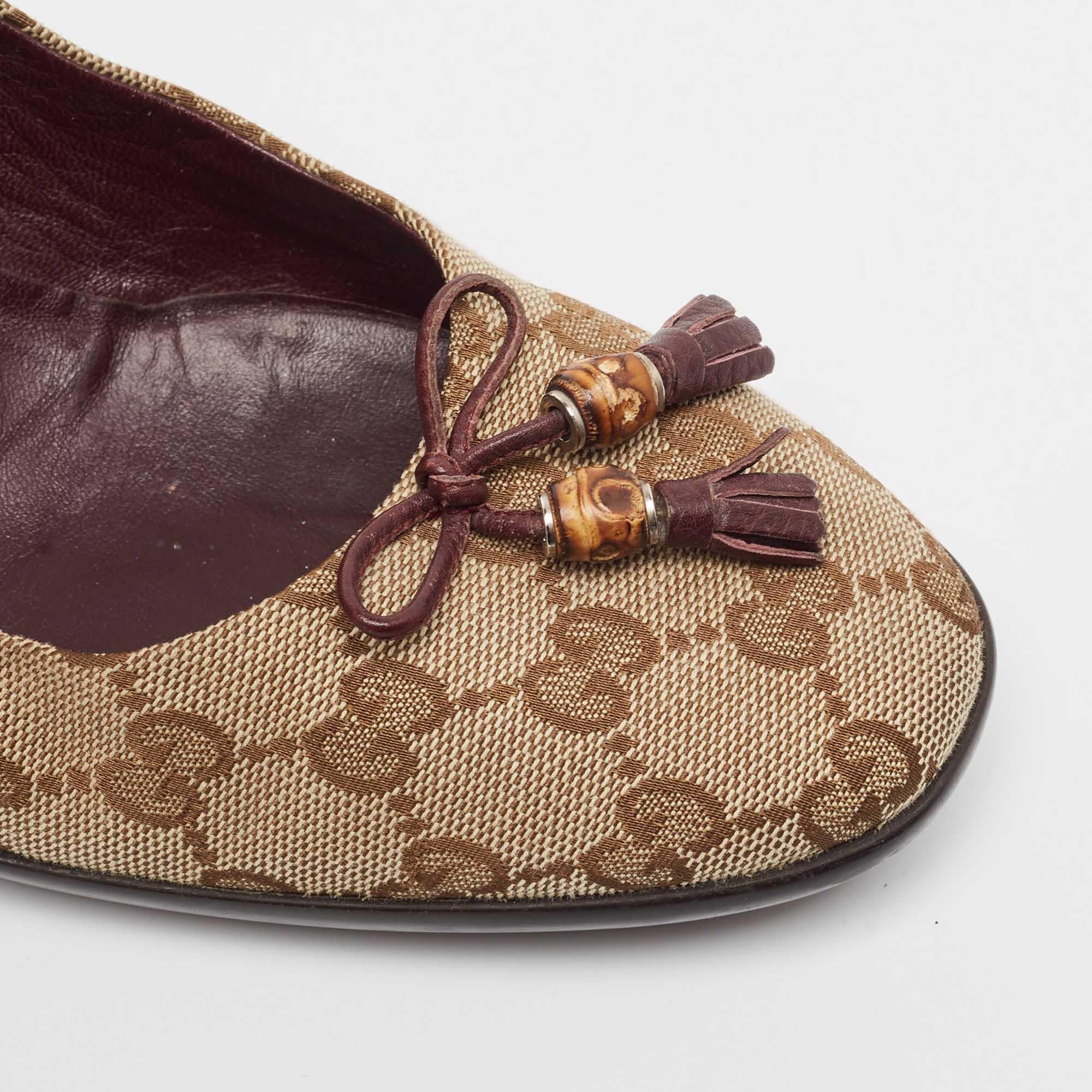 Gucci Beige/Brown GG Crystal Canvas Web Bow Pumps Size 40 3