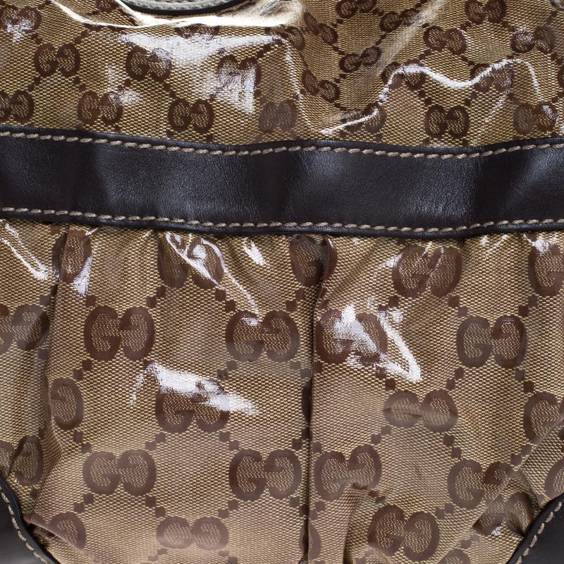 Gucci Beige/Brown GG Crystal Coated Canvas and Leather Mix Hobo 1
