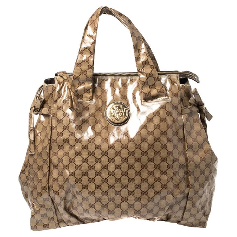 Gucci Beige/Brown GG Crystal Coated Canvas Large Hysteria Tote at 1stDibs | gucci  crystal tote