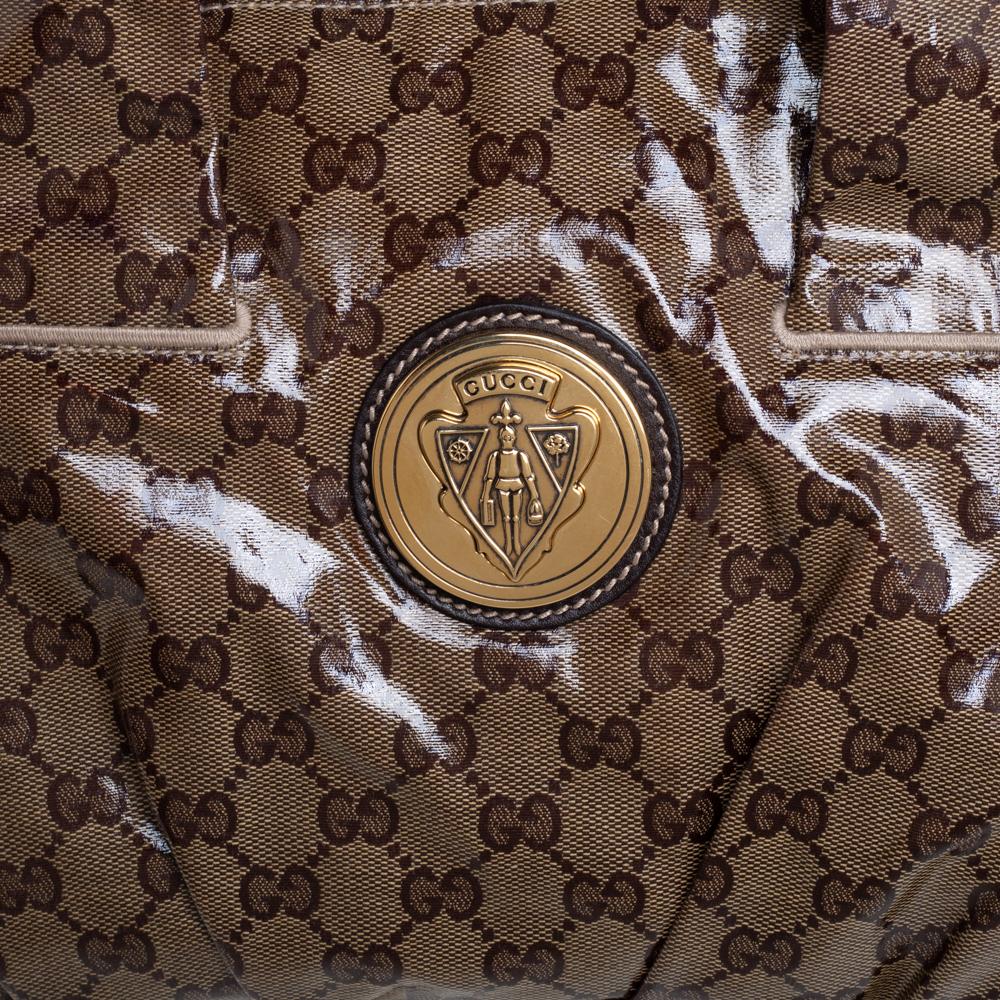 Gucci Beige/Brown GG Crystal Coated Canvas Small Hysteria Tote 4