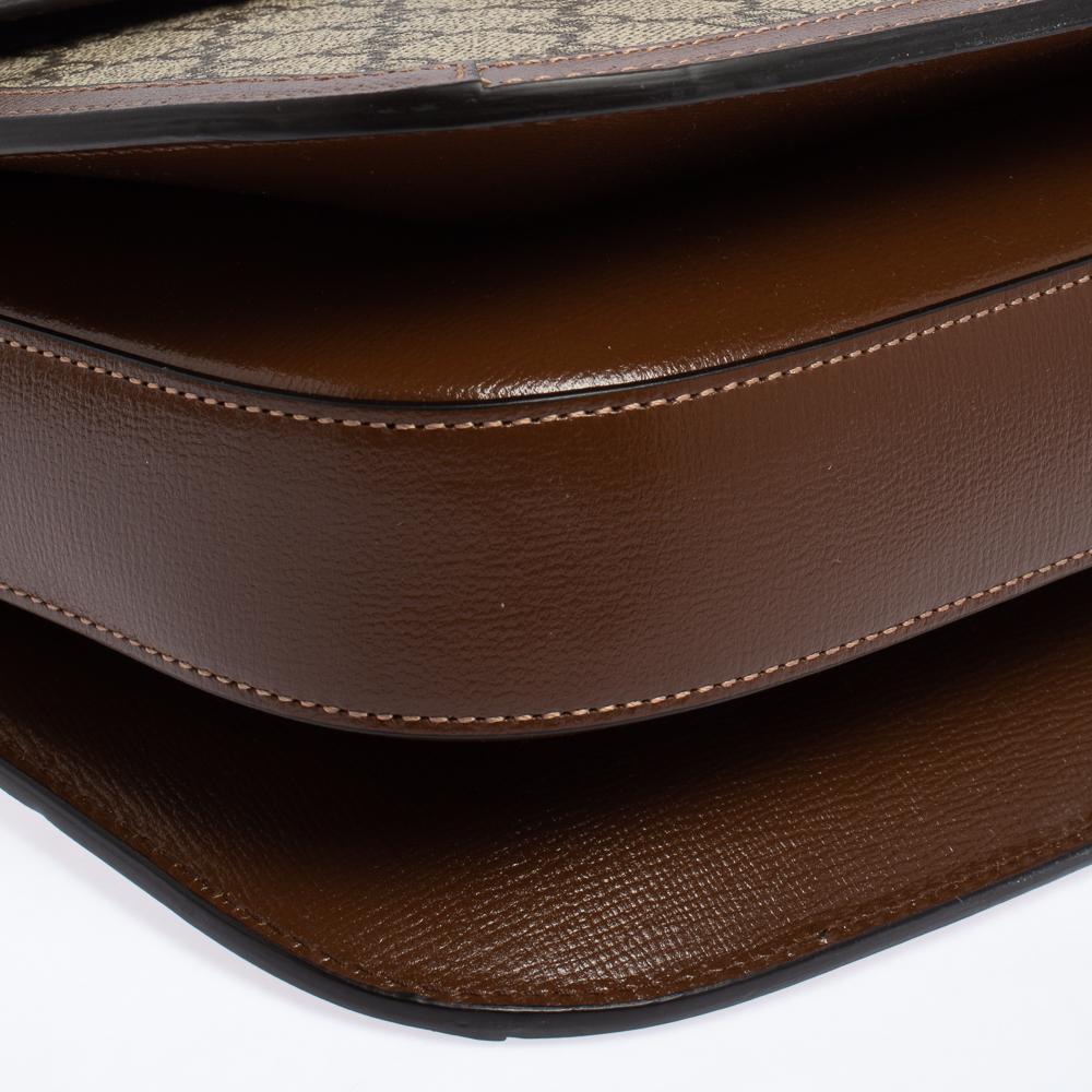 Gucci Beige/Brown GG Supreme Canvas and Leather 1955 Horsebit Shoulder Bag 5
