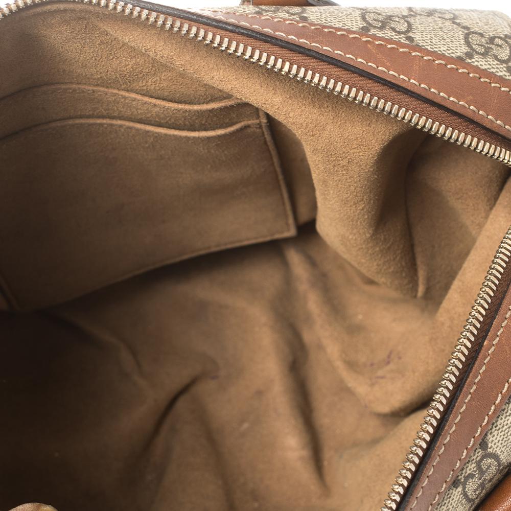 Gucci Beige/Brown GG Supreme Canvas and Leather Boston Bag 3