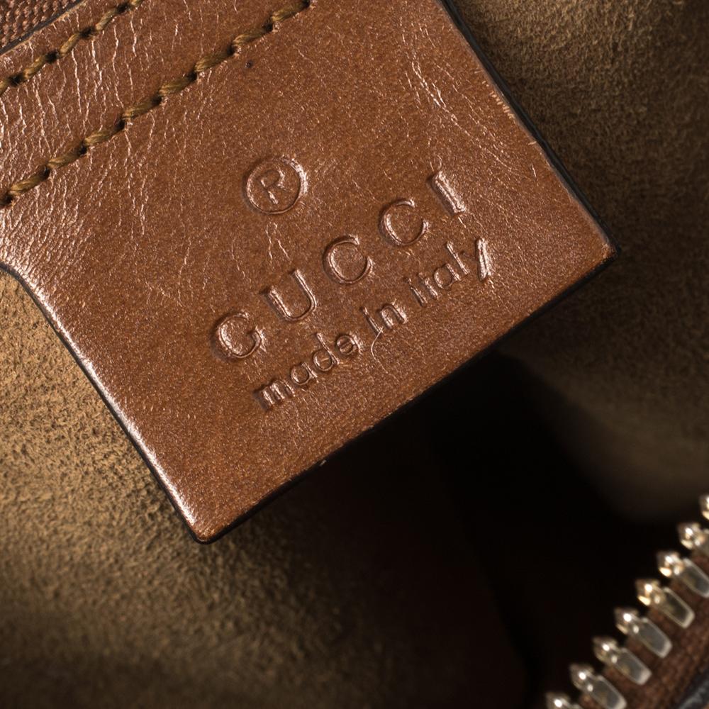 Gucci Beige/Brown GG Supreme Canvas and Leather Boston Bag In Fair Condition In Dubai, Al Qouz 2
