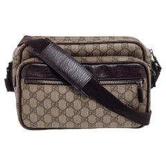 Gucci Beige/Brown GG Supreme Canvas And Leather Camera Crossbody Bag