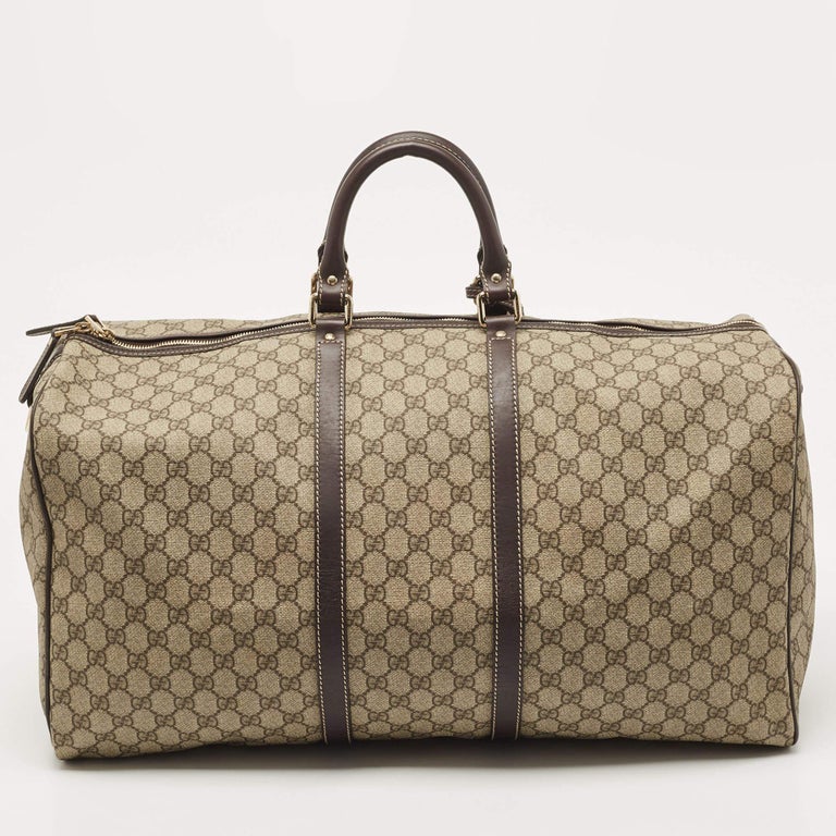 Gucci Beige/Marrone GG Supreme Borsa in tela e pelle da trasporto