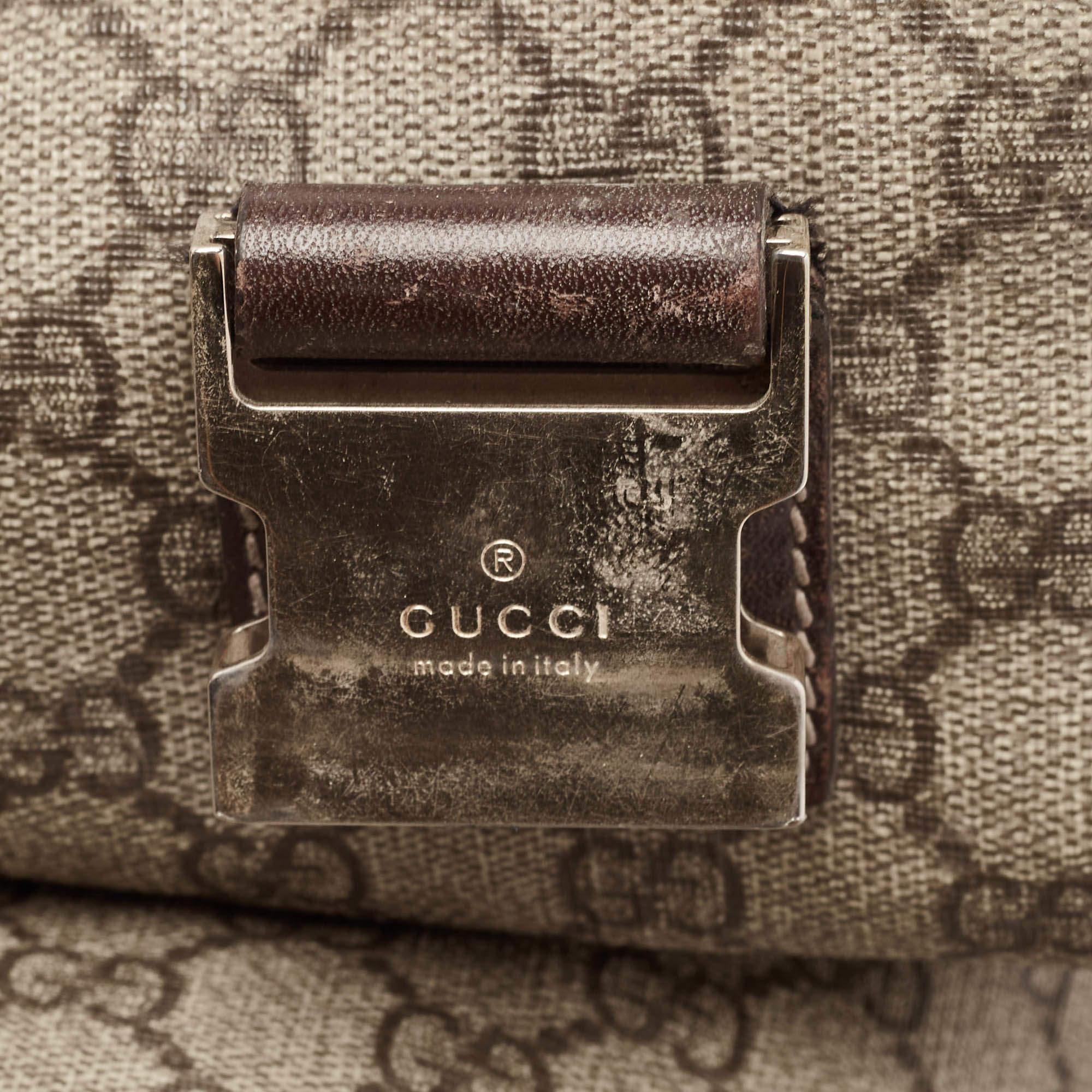 Gucci Beige/Brown GG Supreme Canvas and Leather Diaper Messenger Bag 2