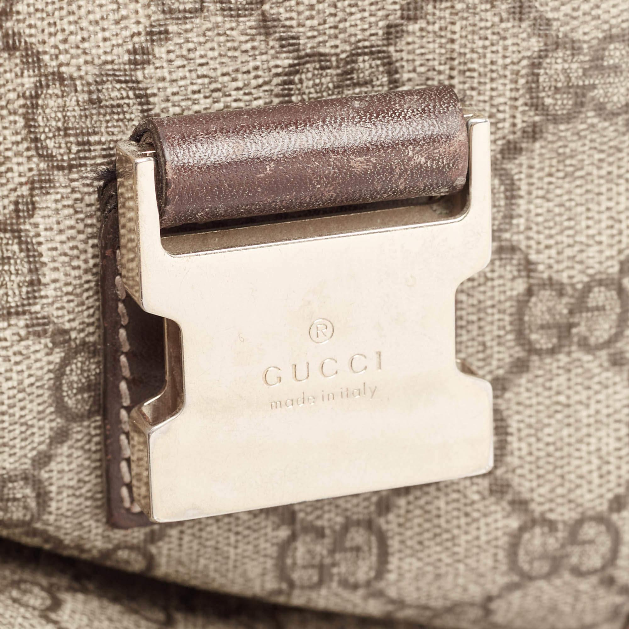 Gucci Beige/Brown GG Supreme Canvas and Leather Diaper Messenger Bag 3
