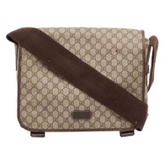 Gucci Beige/Brown GG Supreme Canvas and Leather Diaper Messenger Bag