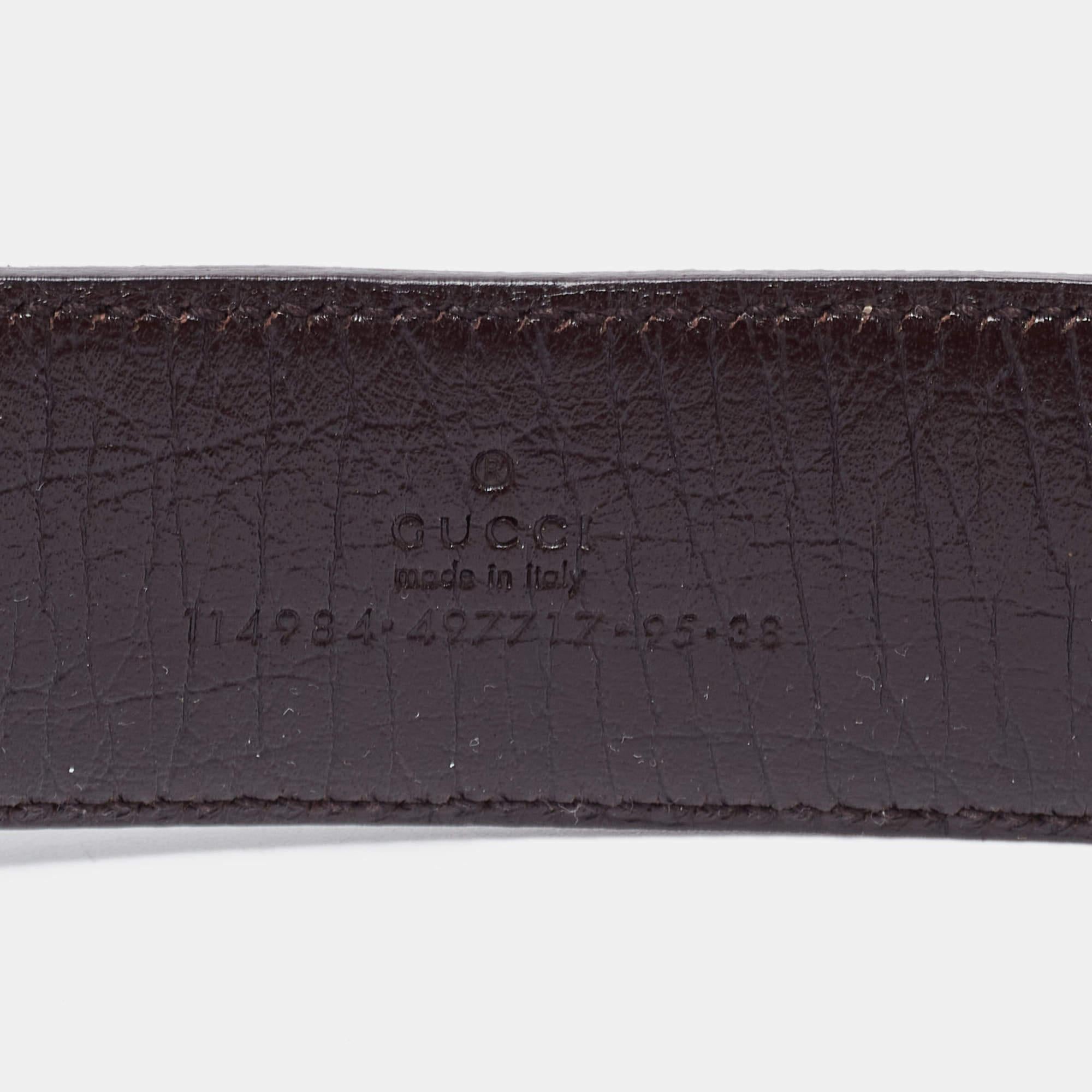 Gucci Beige/Brown GG Supreme Canvas and Leather Interlocking G Buckle Belt 95CM Bon état - En vente à Dubai, Al Qouz 2
