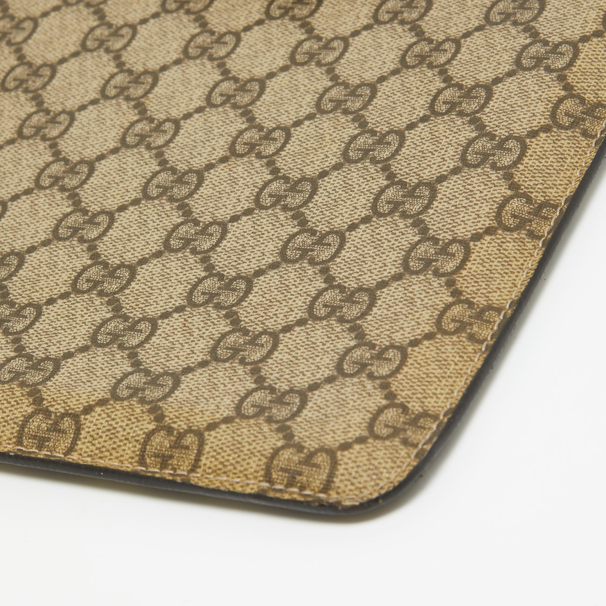 Gucci Beige/Brown GG Supreme Canvas and Leather iPad Case 5