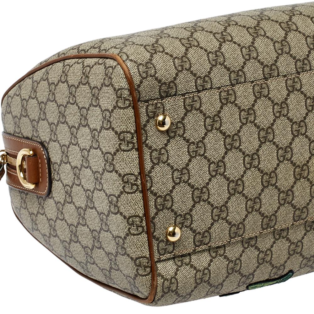 Gucci Beige/Braun GG Supreme Canvas und Leder Limited Edition Boston Tasche 7