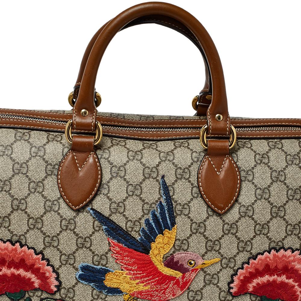 Gucci Beige/Braun GG Supreme Canvas und Leder Limited Edition Boston Tasche 5