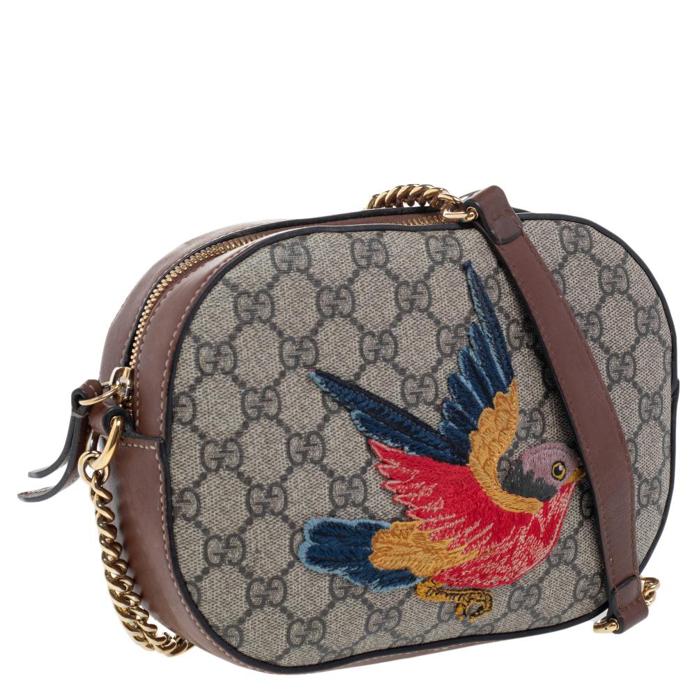 Gucci Beige/Brown GG Supreme Canvas And Leather Limited Edition Crossbody Bag In Fair Condition In Dubai, Al Qouz 2