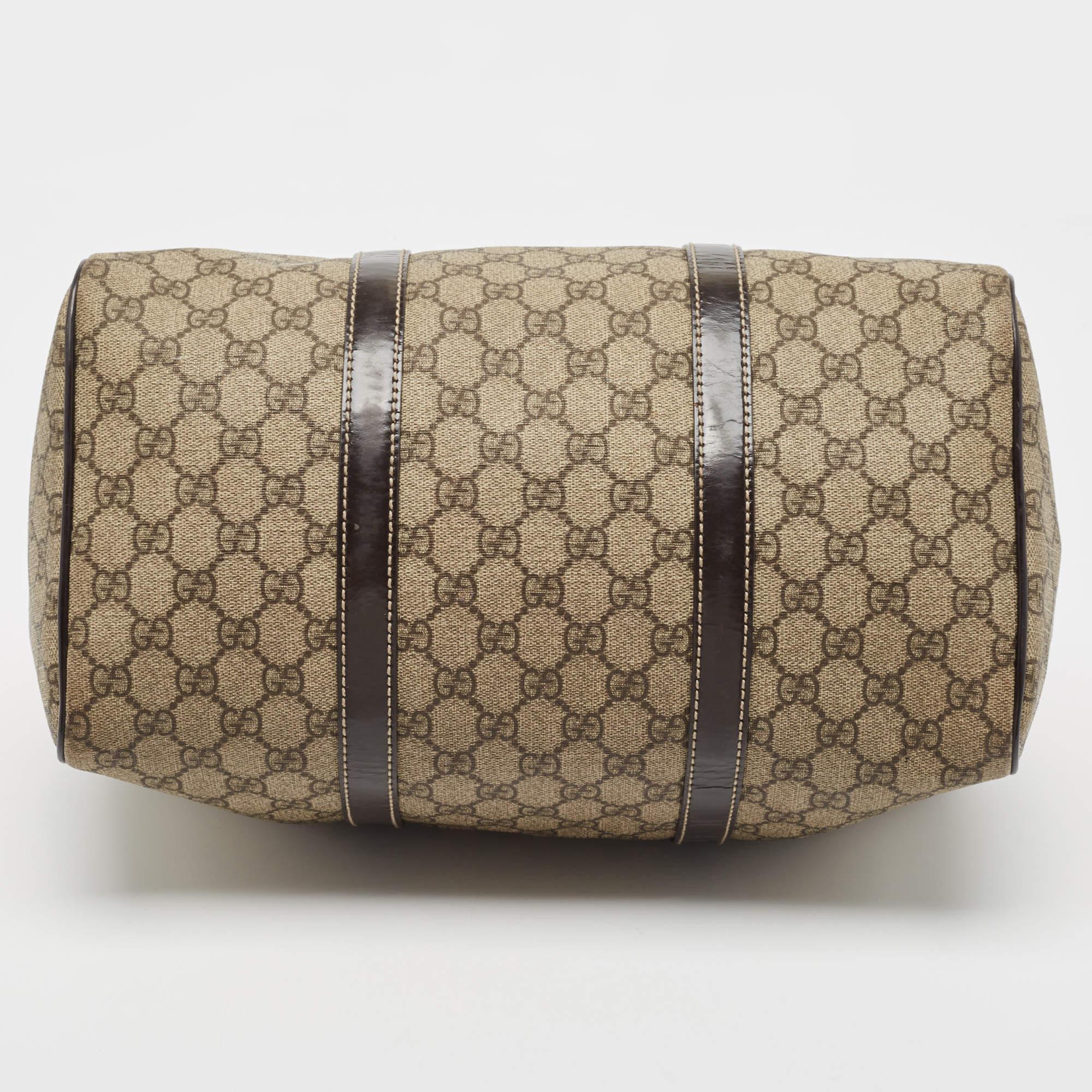 Gucci Beige/Brown GG Supreme Canvas and Leather Medium Joy Boston Bag 2