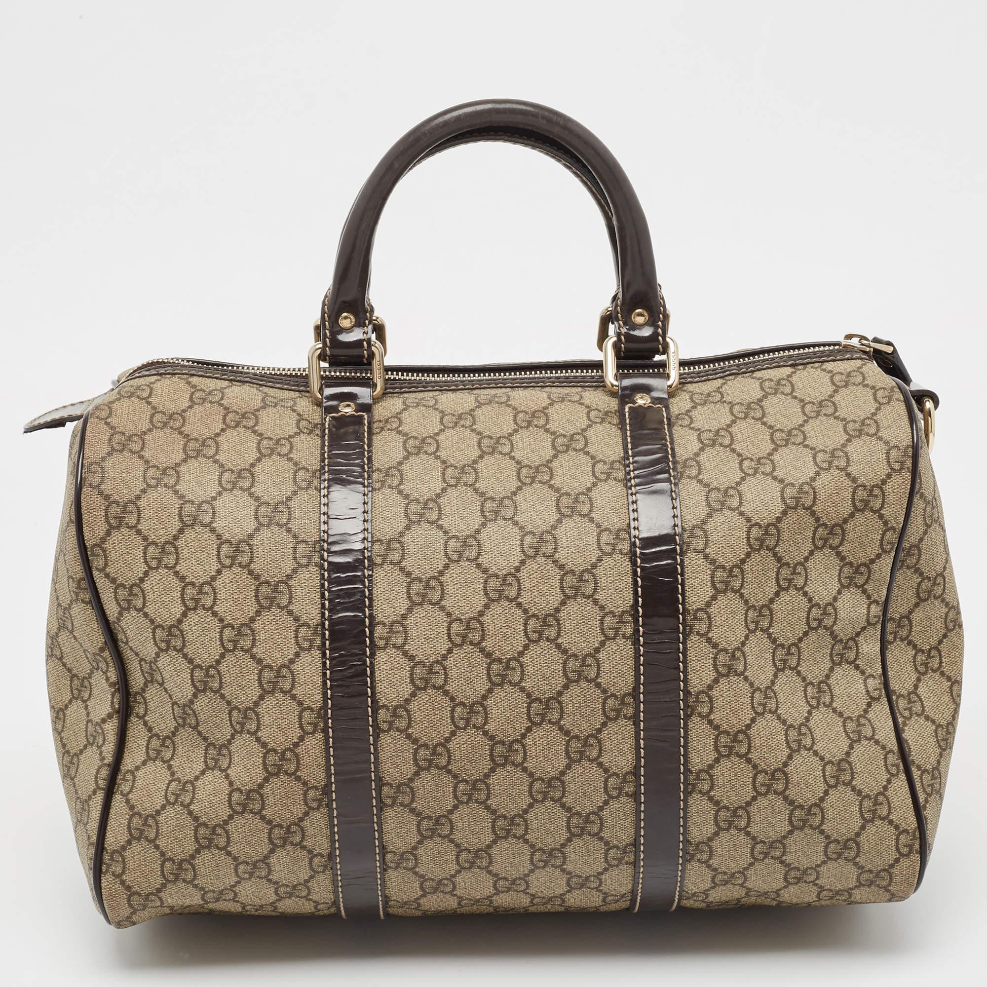 Gucci Beige/Brown GG Supreme Canvas and Leather Medium Joy Boston Bag 3