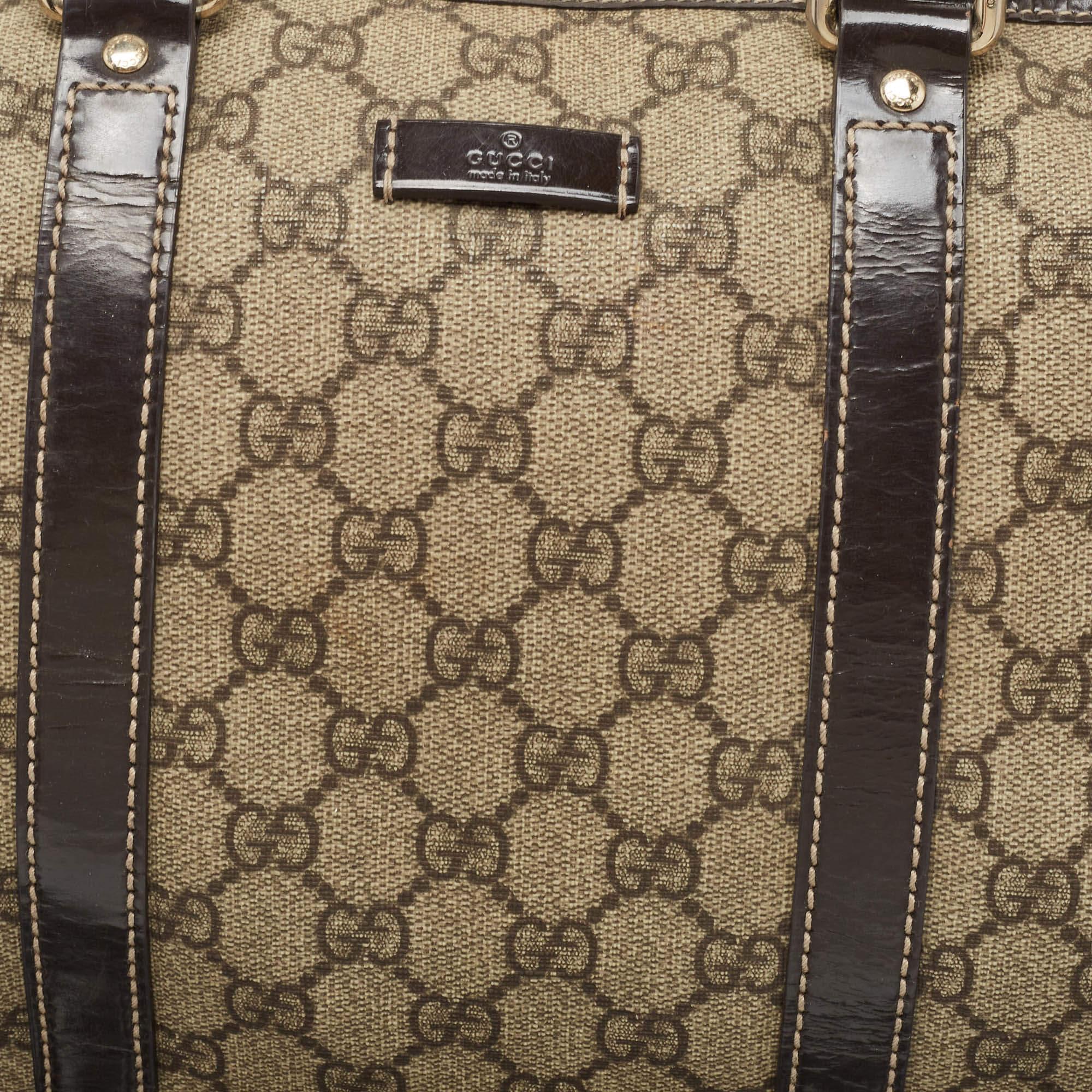 Gucci Beige/Brown GG Supreme Canvas and Leather Medium Joy Boston Bag 4