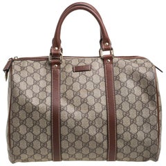 Gucci Beige/Brown GG Supreme Canvas And Leather Medium Joy Boston Bag