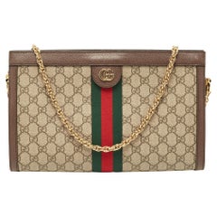 Gucci Beige/Brown GG Supreme Canvas And Leather Medium Ophidia Shoulder Bag