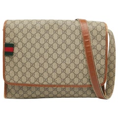 Gucci Beige/Brown GG Supreme Canvas and Leather Messenger Bag