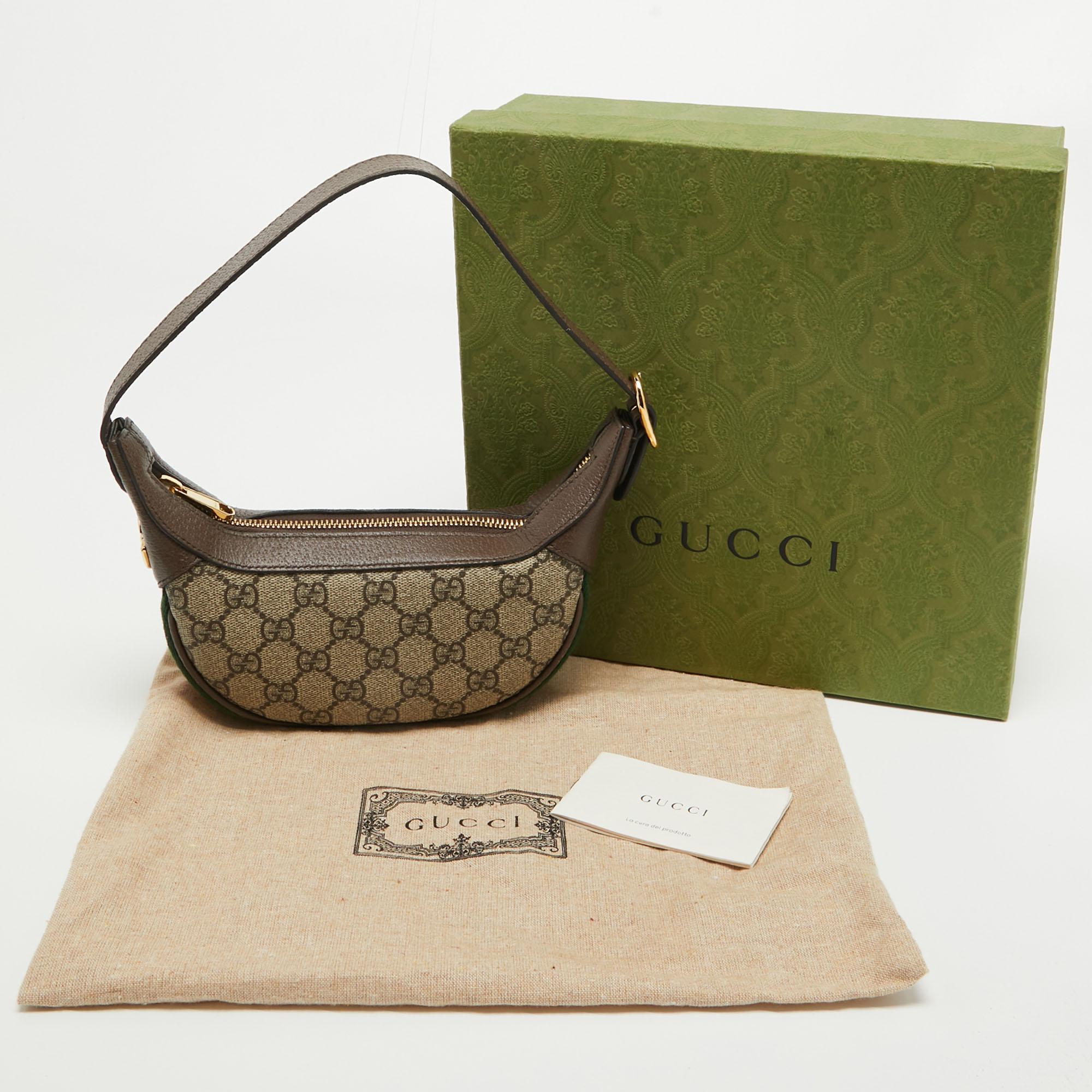 Gucci Beige/Brown GG Supreme Canvas and Leather Mini Ophidia Bag 9