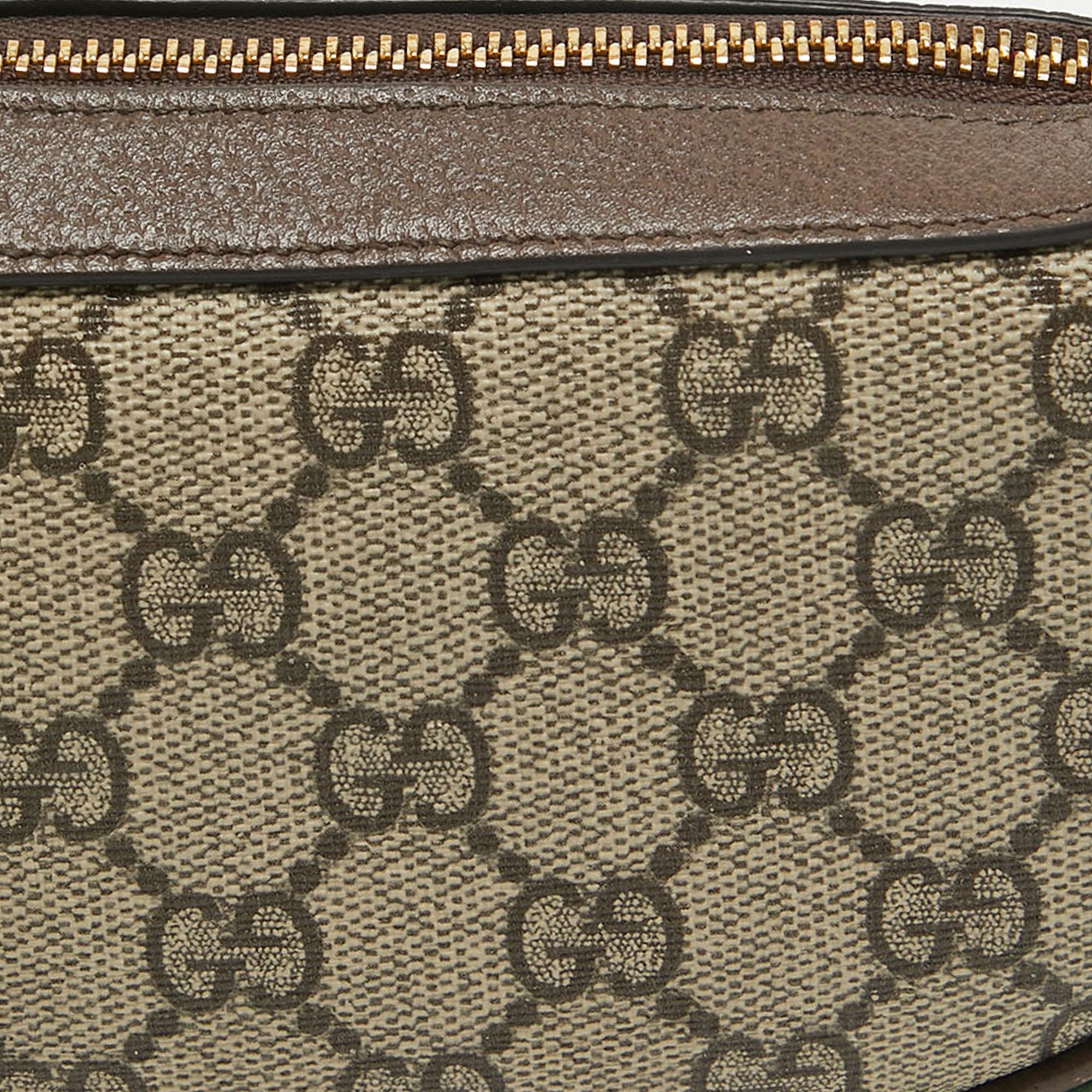 Gucci Beige/Brown GG Supreme Canvas and Leather Mini Ophidia Bag 5