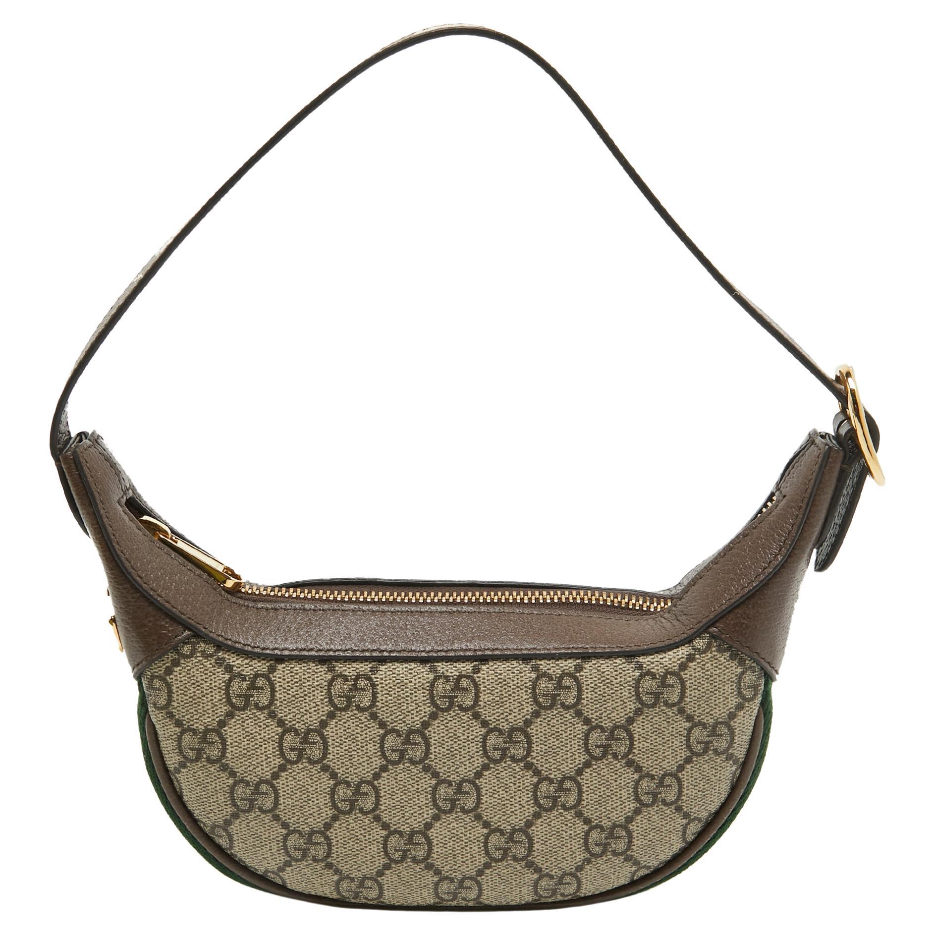 Gucci Beige/Brown GG Supreme Canvas and Leather Mini Ophidia Bag