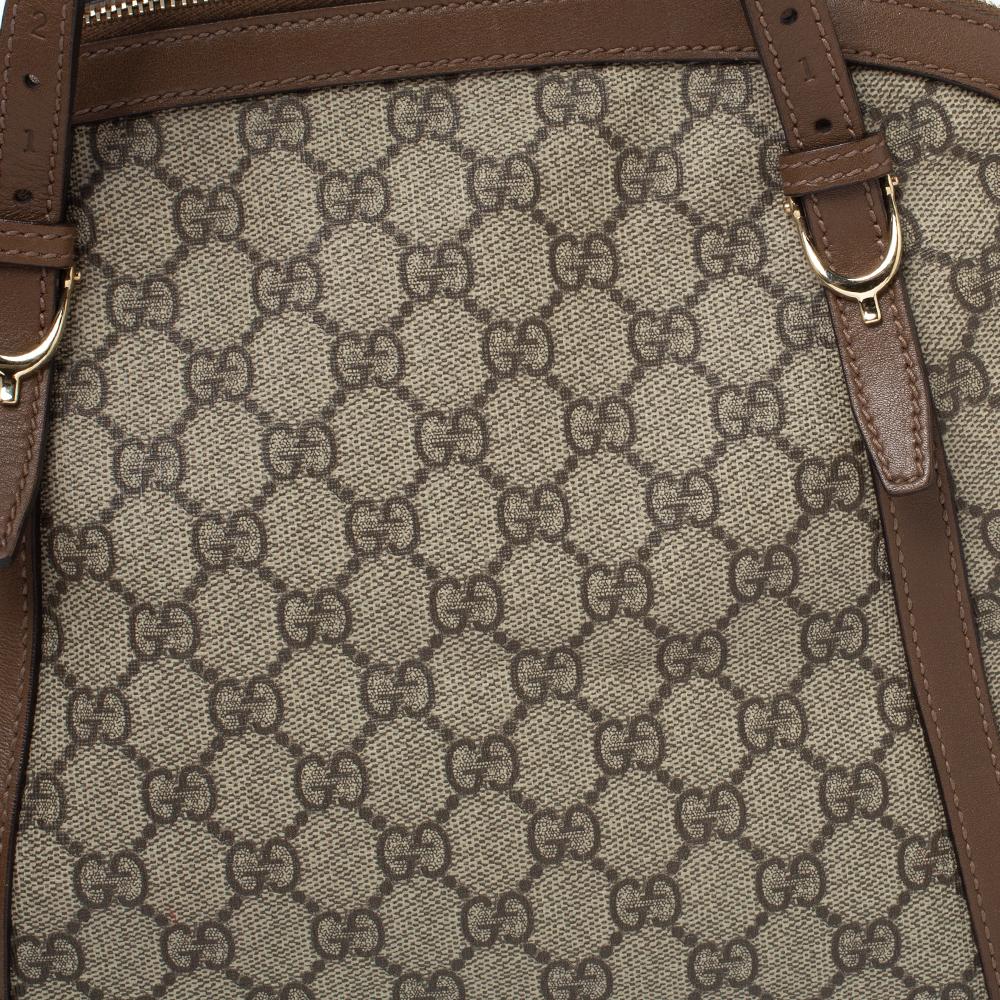 Gucci Beige/Brown GG Supreme Canvas and Leather Nice Dome Bag In Fair Condition In Dubai, Al Qouz 2