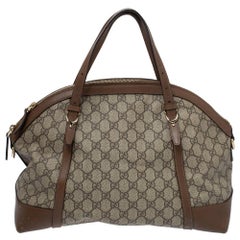 Gucci Beige/Brown GG Supreme Canvas and Leather Nice Dome Bag
