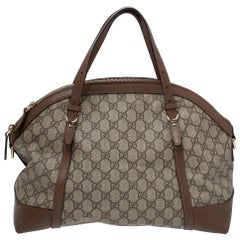 Gucci Beige/Brown GG Supreme Canvas and Leather Nice Dome Bag