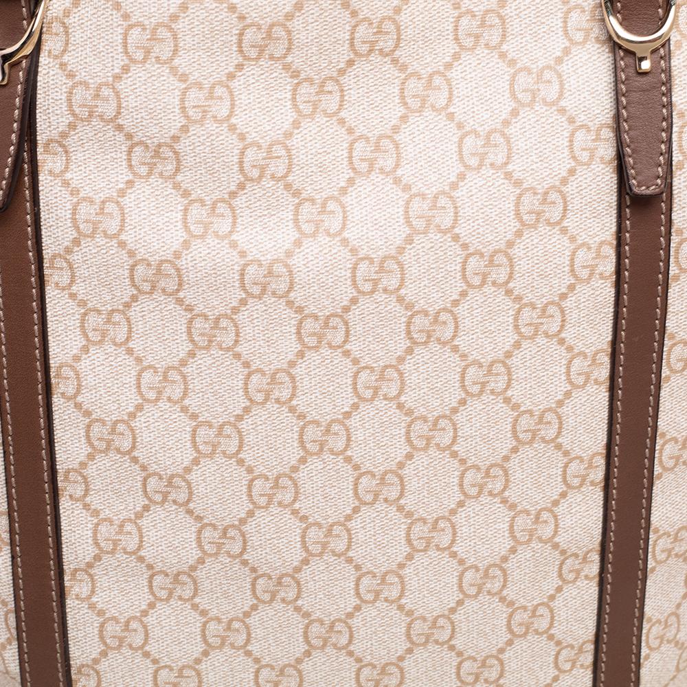 Gucci Beige/Brown GG Supreme Canvas and Leather Nice Tote 2