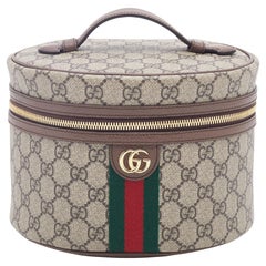 Gucci Beige/Brown GG Supreme Canvas And Leather Ophidia Cosmetic Bag